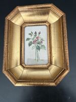 Altes gerahmtes Blumenbild mit Glasabdeckung