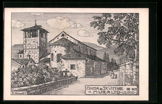 Cartoline postali: Muralto, Chiesa di St. Vittore, 1908 – Usato da Berlin venduto da bartko-reher