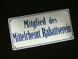 Emailschild Mittelrheint. Rabattverein - sehr dekorativ rar