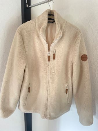 North Bend Fleecejacke beige, in Teddyfell-Optik, neuwertig