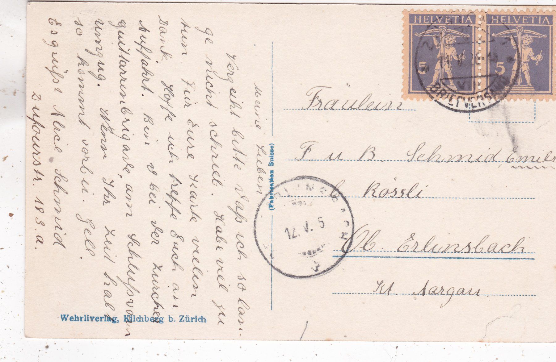 Cartoline postali: Zürich Utoquai 1926 – Usato da Herisau venduto da Lisegrat2008 1