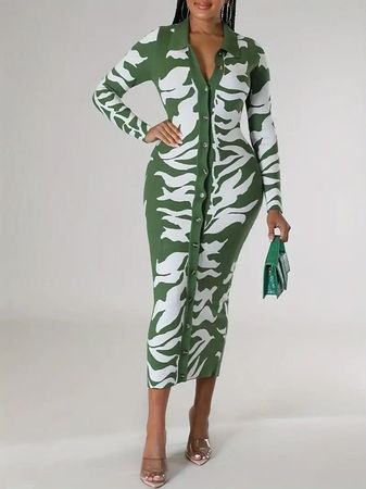 Smaragdgrünes Midikleid Gr. L-40/42