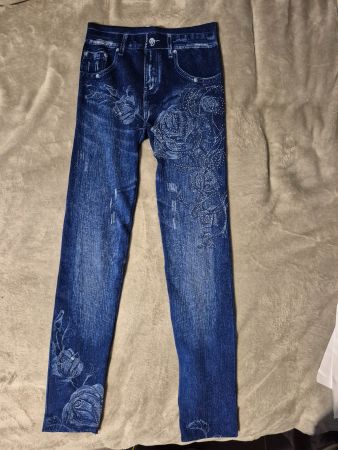 Verzierte blaue Leggins (ungebraucht)