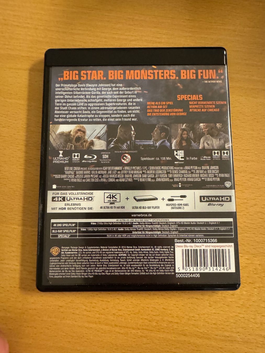 Tutti i DVDs: Dwayne Johnson Rampage Big Meets Bigger 4k UHD Blu Ray – Usato da Schwerzenbach venduto da ste_pp82 1