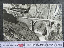 SCHÖLLENEN BAHN TEUFELSBRÜCKE BELEBT 1936 URI AK