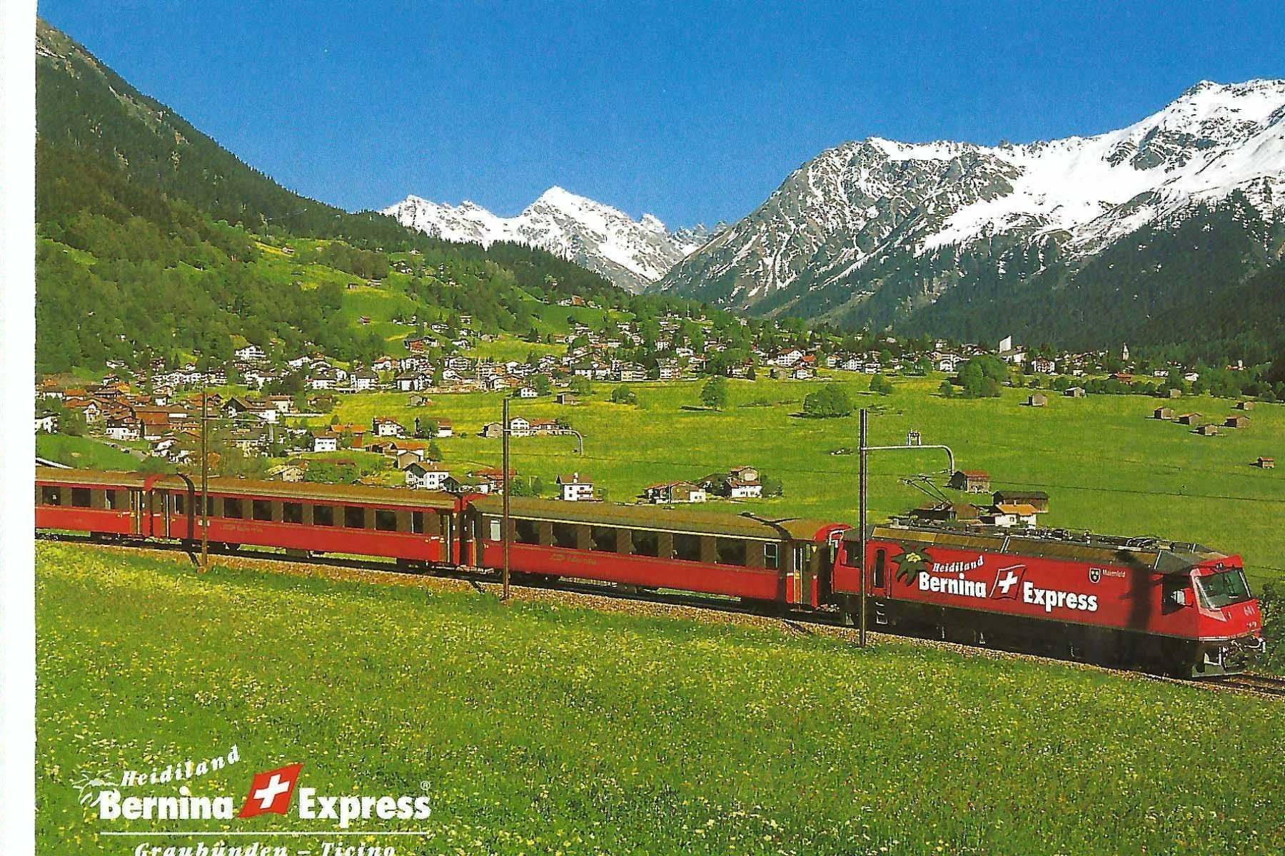Cartoline postali: Klosters Graubünden,  Heidiland,  Bernina-Express 1997 – Usato da Thun venduto da 44wart