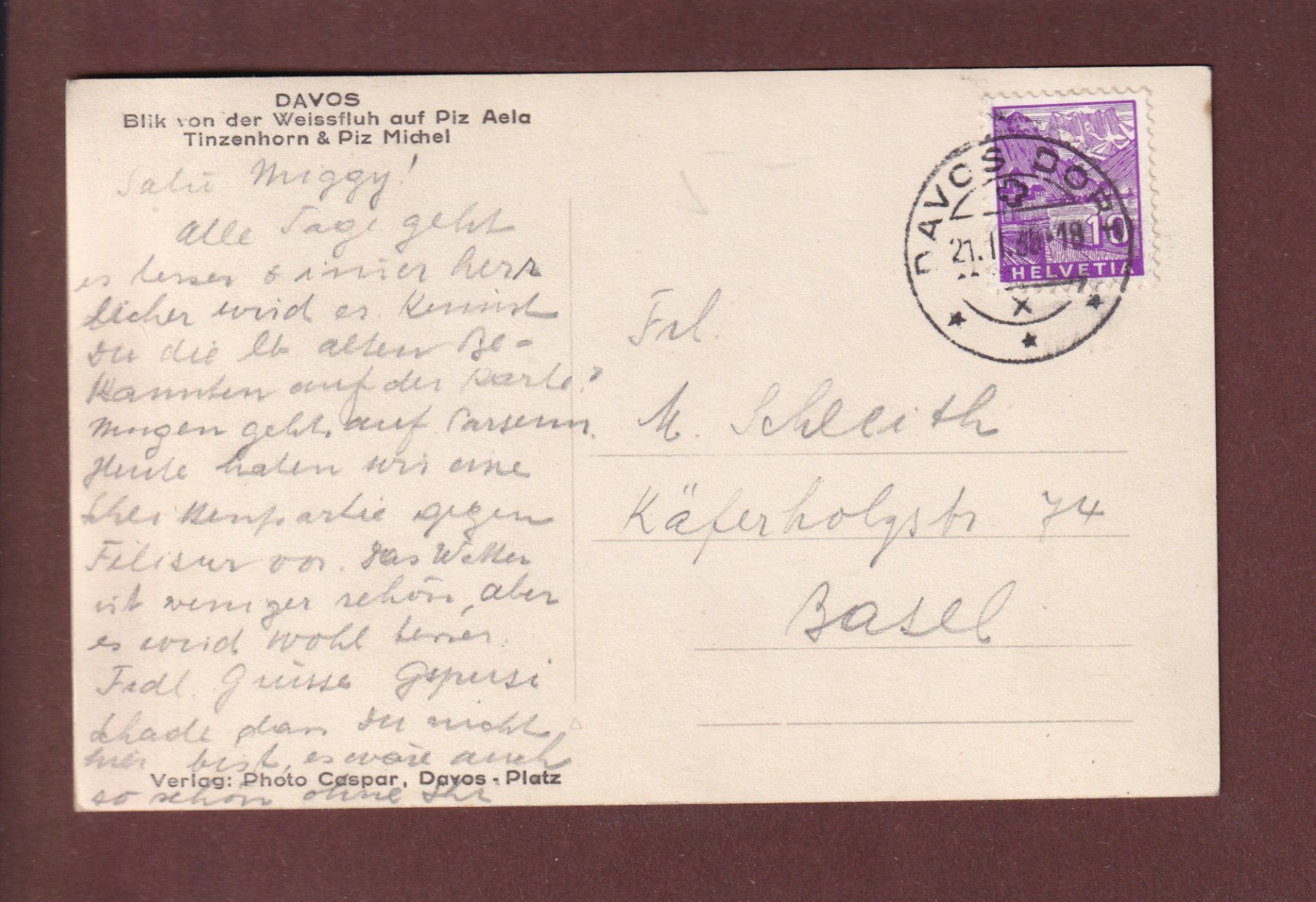 Cartoline postali: DAVOS - Blick von der Weissfluh - 1935 – Usato da Pully venduto da nicecards 1