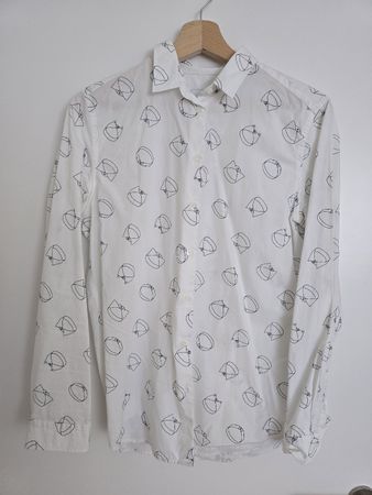 Alain Figaret Shirt White Patterned Classic Fit Size 40