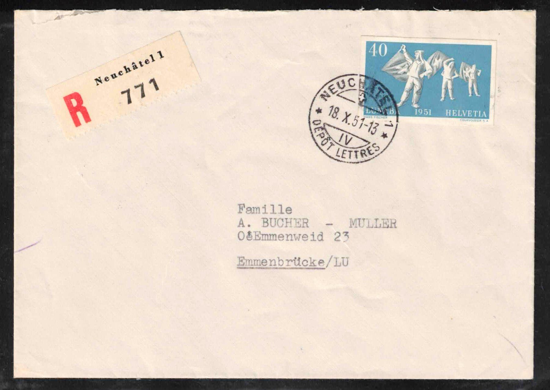 Tutti i francobolli: 1951 Lunaba Blockausschnitt W32A - auf Bedarfsbrief – Nuovo (secondo la descrizione) da Nuglar venduto da Stamp88