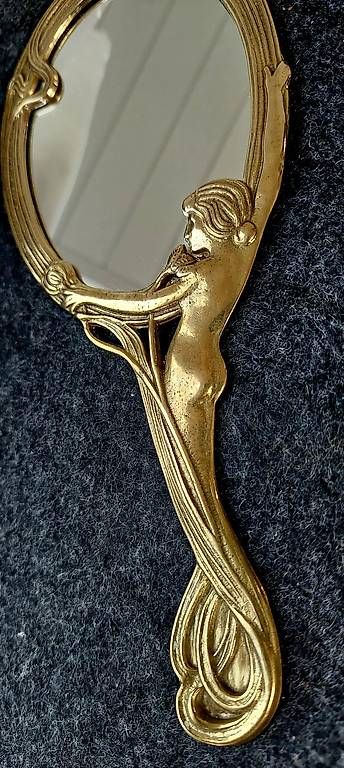 Specchi: Messing Handspiegel im "Jugendstil " – Usato da Gwatt (Thun) venduto da ARC_TERYX 1