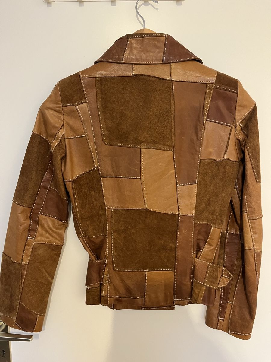 Philipp Plein Giacche: Plein Sud Jeans Lederjacke Patchwork Braun Gr. S – Usato da Zürich venduto da LemonadeZH 1