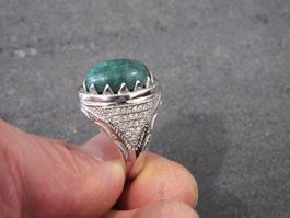 Herrenring mit Echtem Emerald Stein