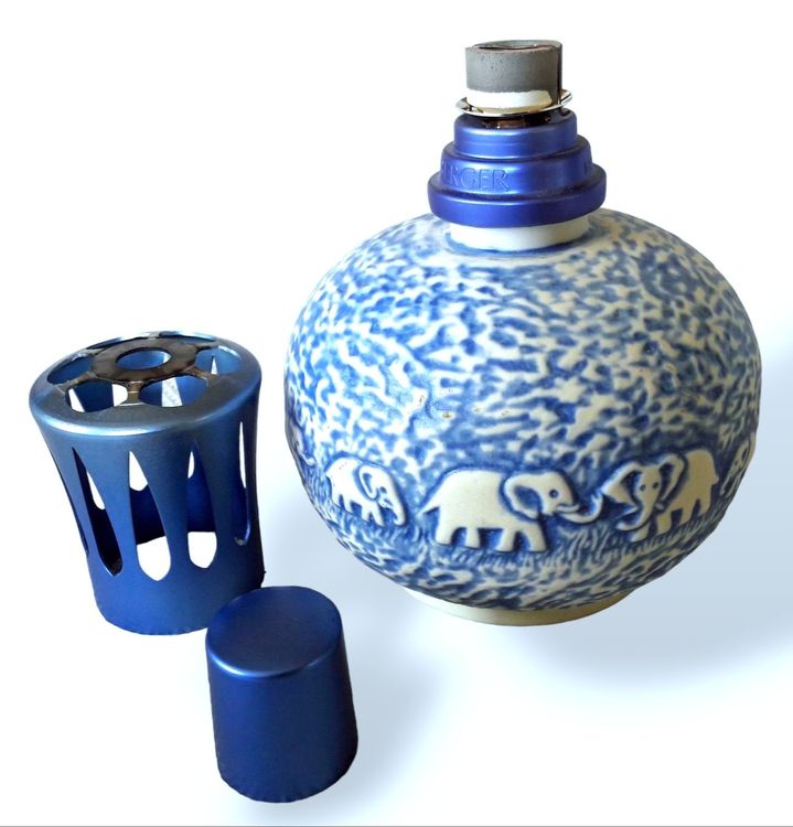 Lampe Berger x Revol Bleue Eléphants Blancs Motif Texturé / Craquelé