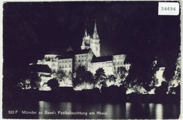 Münster zu Basel - Festbeleuchtung am Rhein