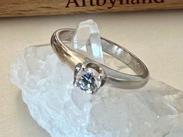 SILBER RING 925+MP MIT STRAHLENDEM ZIRKONIA SOLITAIRE - G 54