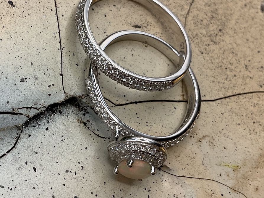 Anelli: Silberring 2teilig mit Opal und Zirkonia, Gr.55.5 – Nuovo (secondo la descrizione) da Luzern venduto da S.Kern01 4