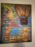 Bild Heissluftballon farbenfroh Acrylbild Leinwand neu