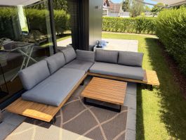 Moderne Lounge-Eckbank mit Tisch, Outdoor-Möbel, ☀️ Sommer