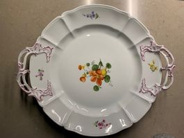 Nymphenburg, grosse Obst Schale / Teller Platte mit Griffen