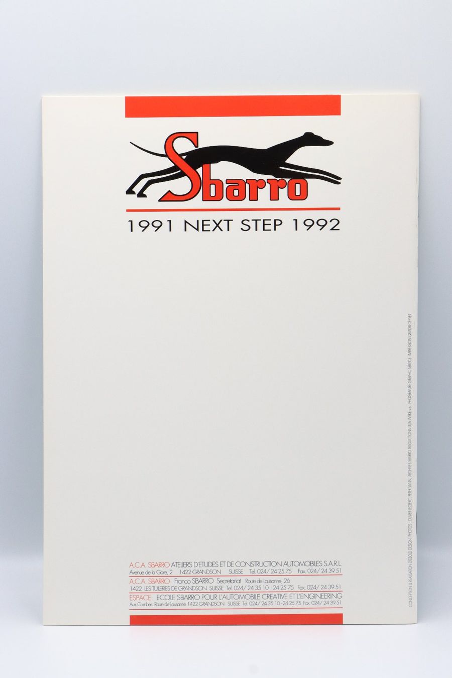 Dokumente: Sbarro Next Step 1992 Prospekt – Gebraucht aus Bühl b.Aarberg von Collectorpassions 1