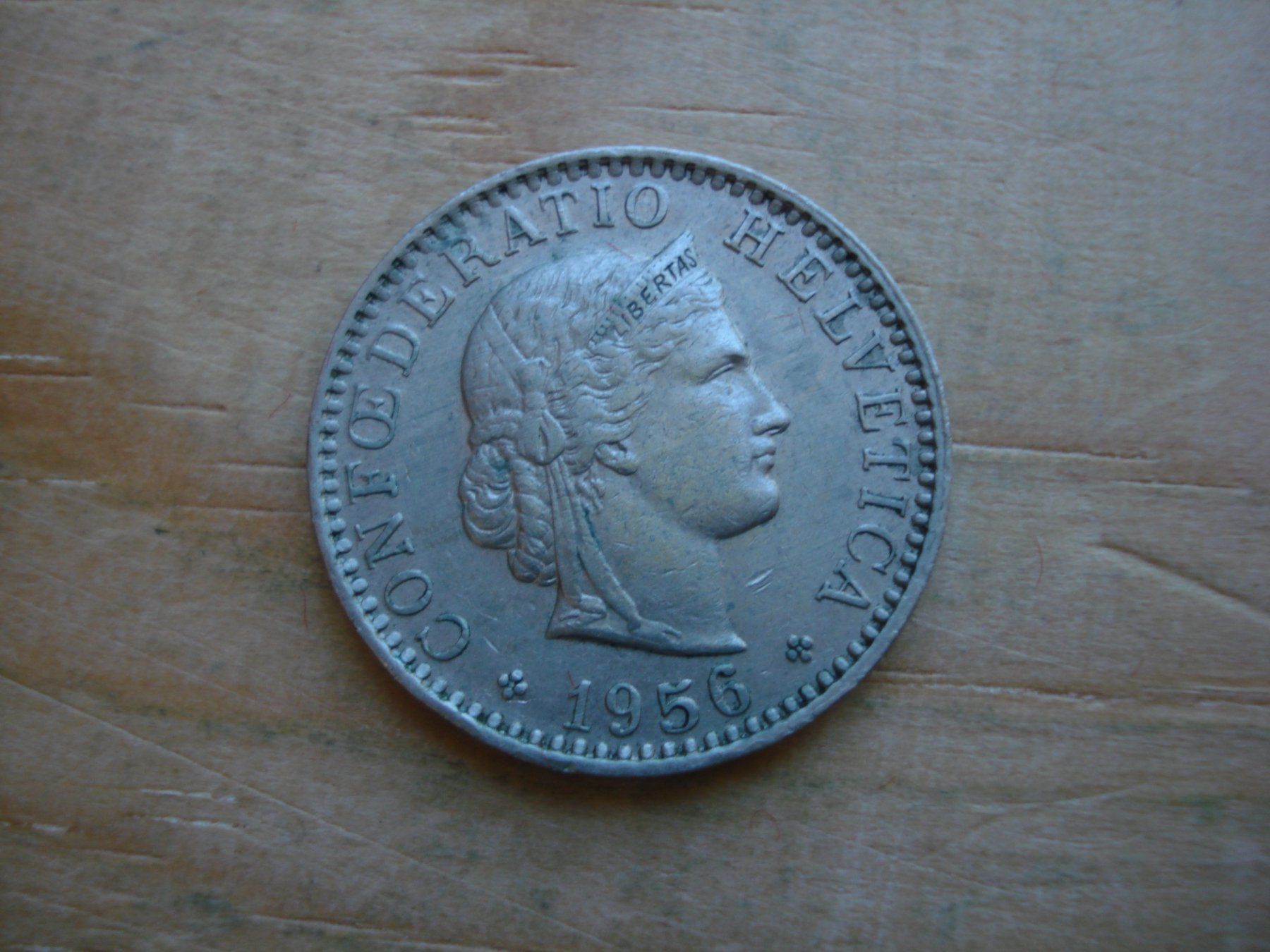 Alle Münzen: (S1) 20 Rappen 1956 – Gebraucht aus Erlach von Net-Coins