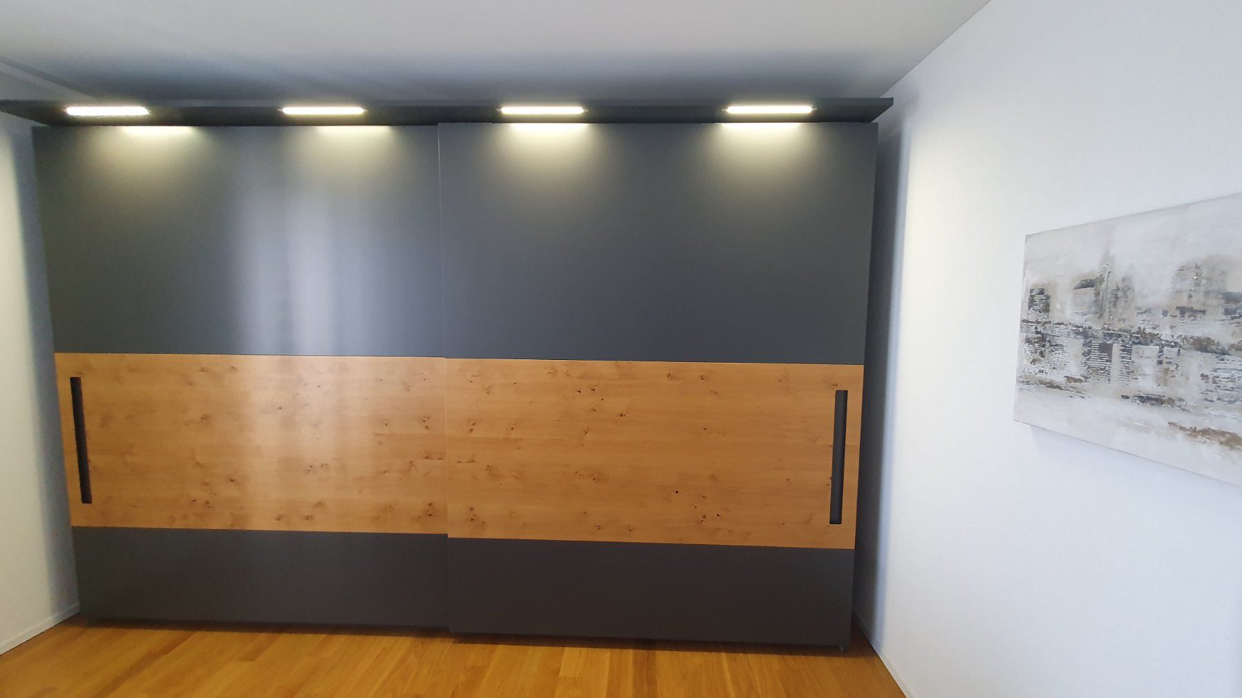 Letti: Kleiderschrank mit Bett und Kopfteil, Eiche/Anthrazit – Usato da Bözberg venduto da the_redsnapper 1