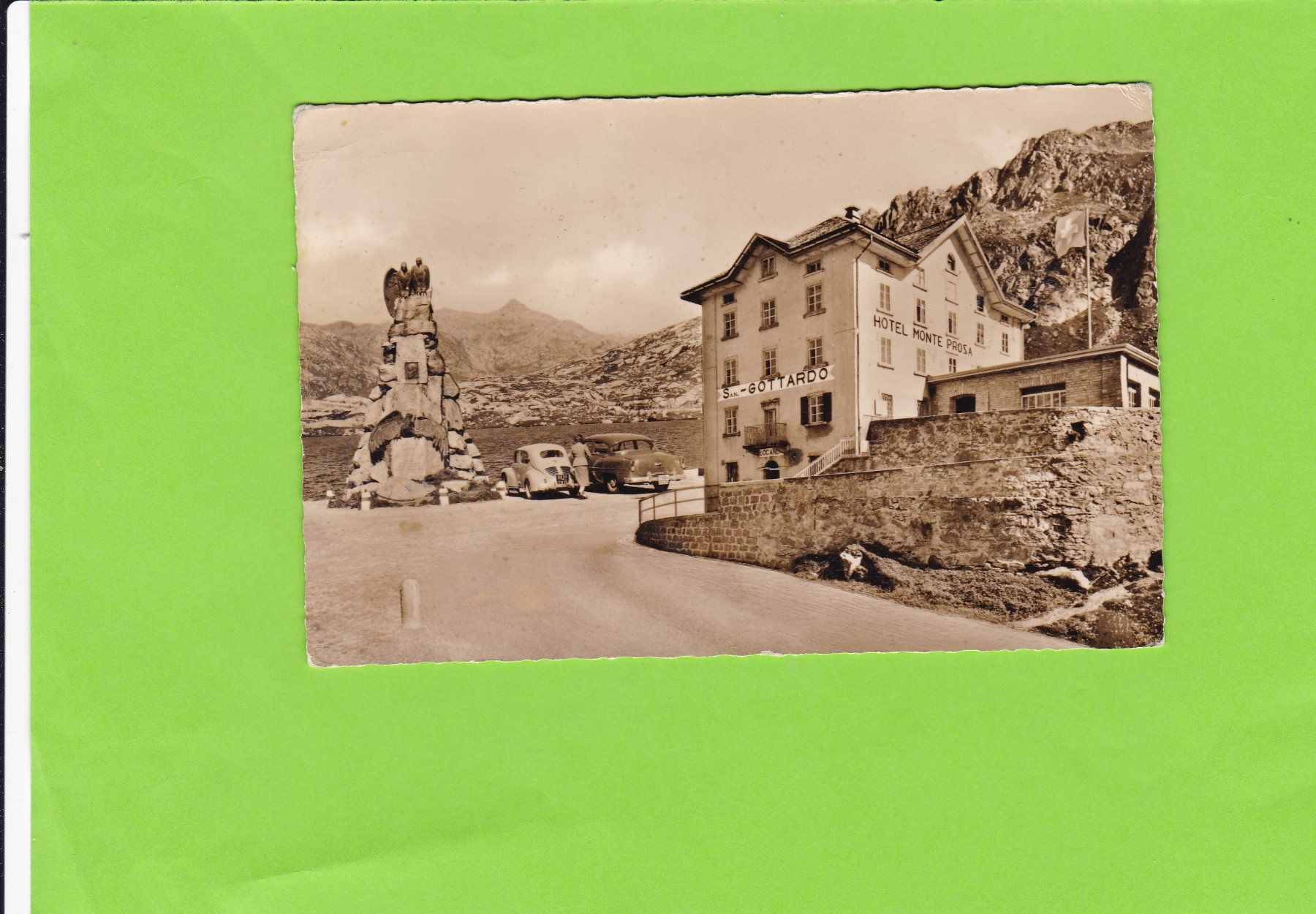 Cartoline postali: San Gottardo, Ospizio--Oldtimer--1956 – Usato da St. Peterzell venduto da neckertal