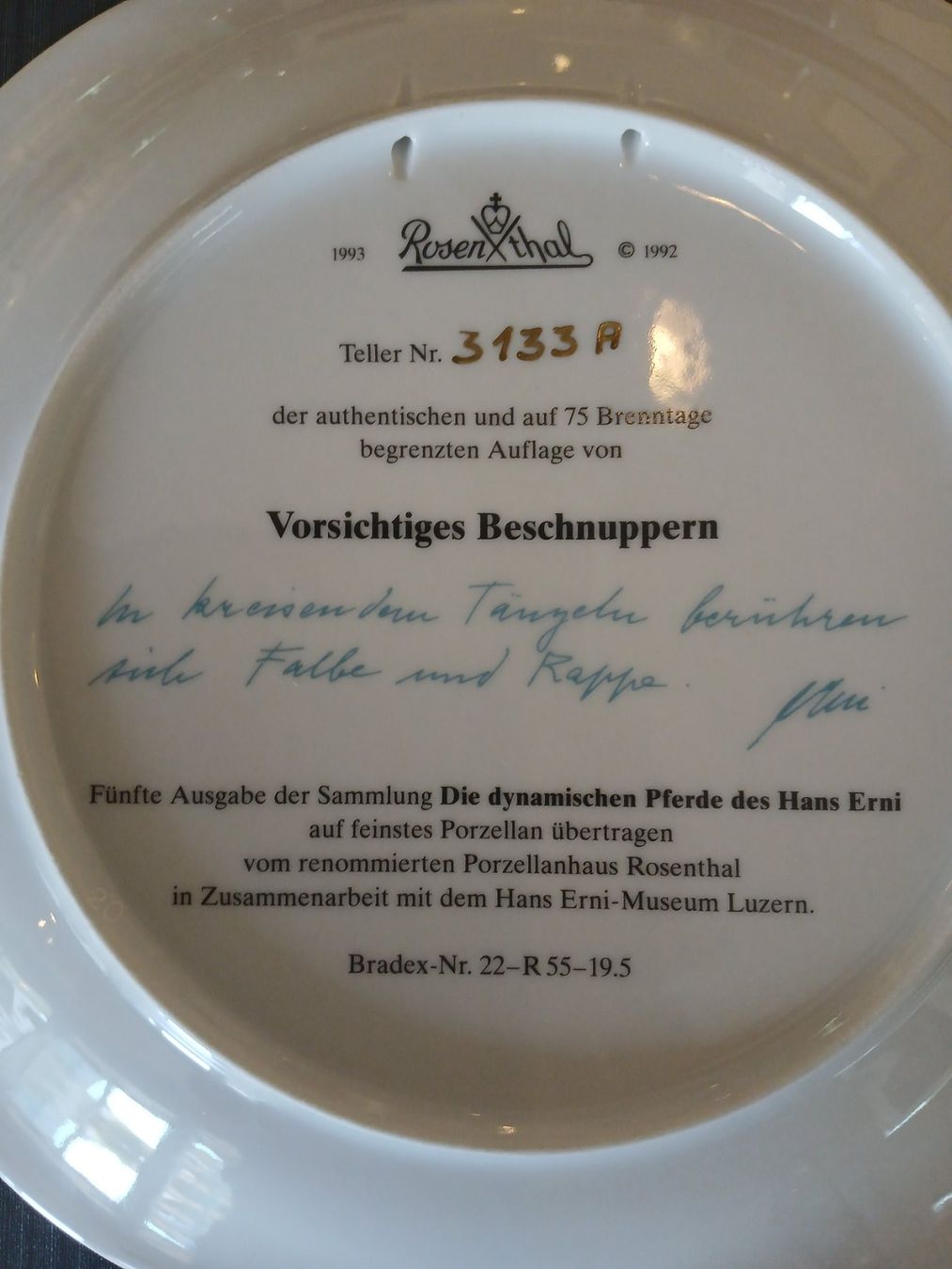 Rosenthal Assiettes: Hans Erni -Künstlerteller – D'occasion à Hinwil par Unglaubliche-Treffer 1