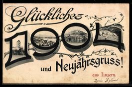 Passepartout-AK Luzern, Ortsansichten in der Jahreszahl 1904