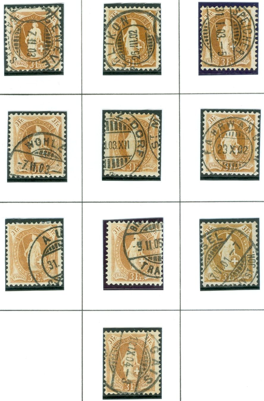 Alle Briefmarken: 1901/04 Schweiz Steh Helvetia – Gebraucht aus Zürich von yago-rot