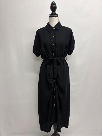 Mary Rich Blusenkleid mit Gürtel Gr. S schwarz Viskose