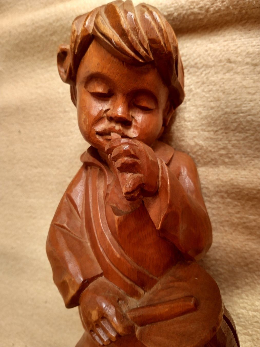 Statuette: antike Holzfigur Junge mit Trommel, geschnitzt,  34 cm – Usato da Löhningen venduto da Chimae67 4