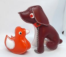 jouet vintage canard âne lapin plastique cousu style Carnat