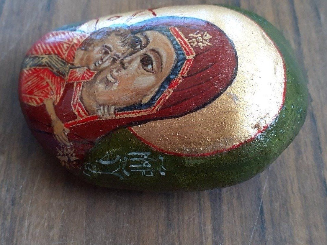 Dipinti: auf Stein gemalte orthodoxe Maria – Usato da Mörschwil venduto da antiksalon 3