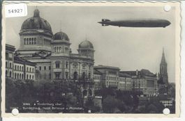Zeppelin Hindenburg über Bern - Bundeshaus, Hotel Bellevue