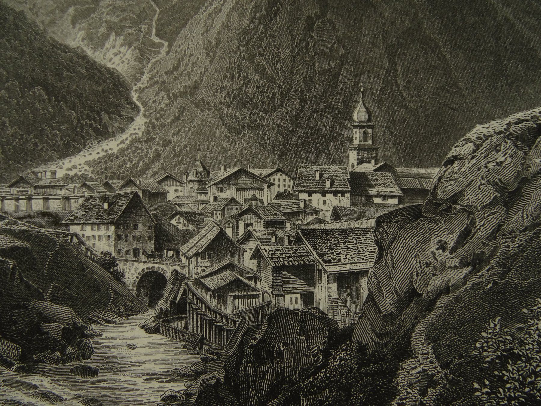 Stiche: BERGÜN, STAHLSTICH NACH ROHBOCK 1870 – Gebraucht aus Grüningen von Kartensammler 6