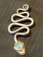 Schlangenanhänger, Silber/Gold/Opal