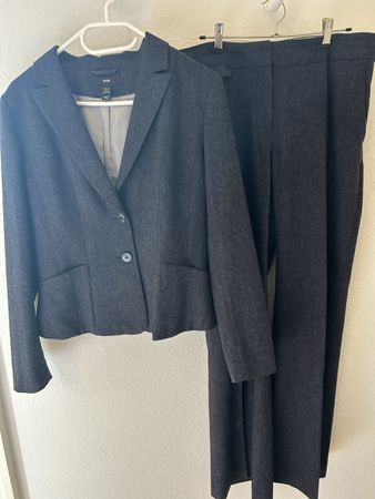H&M Hosenanzug blau-grau, Größe 42, Hose unten weit