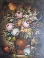 Hochwertiges Ölgemälde „Blumenbouquet“ auf Leinwand signiert