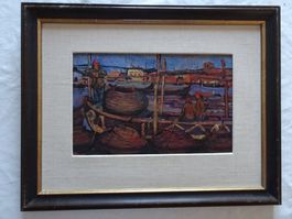 Expressionistische südliche Hafenszene signiert und datiert?