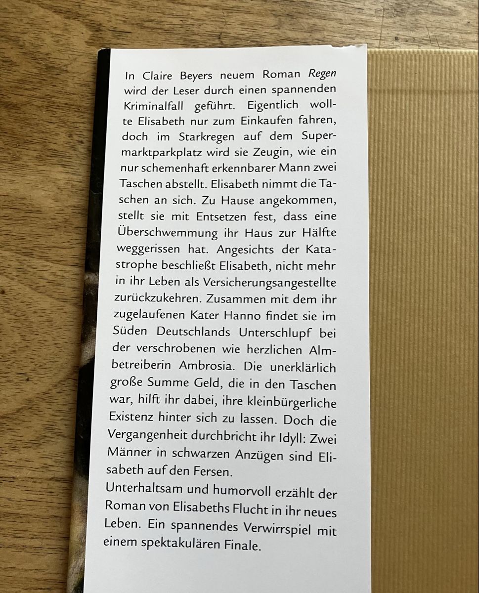 Libri: Regen: Claire Beyer – Usato da Buchs AG venduto da Allerleis 3