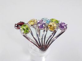 Ring Silber mit echten Edelsteinen