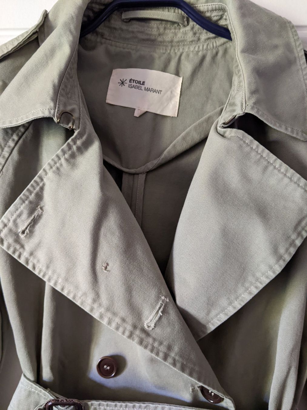Isabel Marant Cappotti: ISABEL MARANT : Trench vert pâle 36 – Usato da Petit-Lancy venduto da lilycerise 9