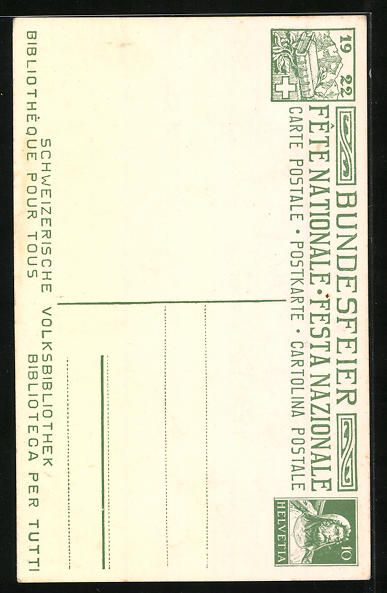 Cartoline postali: Schweizer Bundesfeier 1922, Schweizerisc – Usato da Berlin venduto da bartko-reher 1