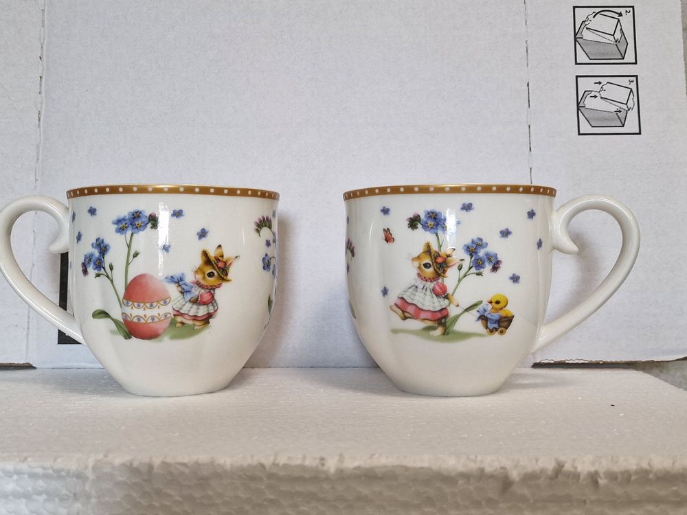 Villeroy & Boch 2025 Limited Edition Easter Egg Cup - Colourful Ceramic, Bunny School Motif, Premium Porcelain Collectible