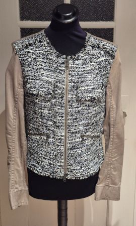 Tweed Jacke beige/schwarz Gr. 38 Übergangsjacke Marc Cain