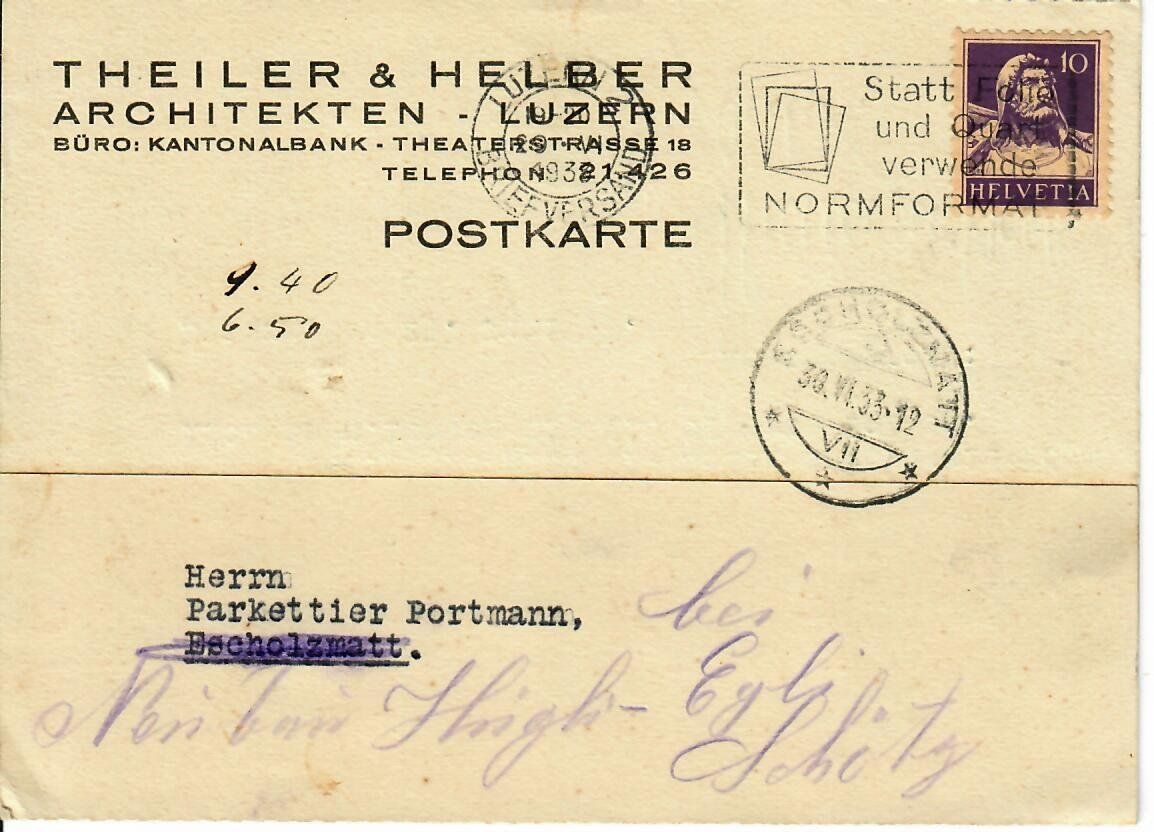 Tutti i francobolli: Postkarte Luzern  1933 – Usato da Hochdorf venduto da Ziegel-16