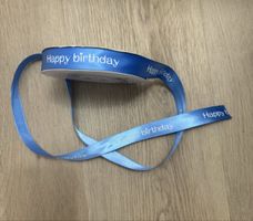 Ruban satin bleu Happy Birthday neuf sur bobine 45 met