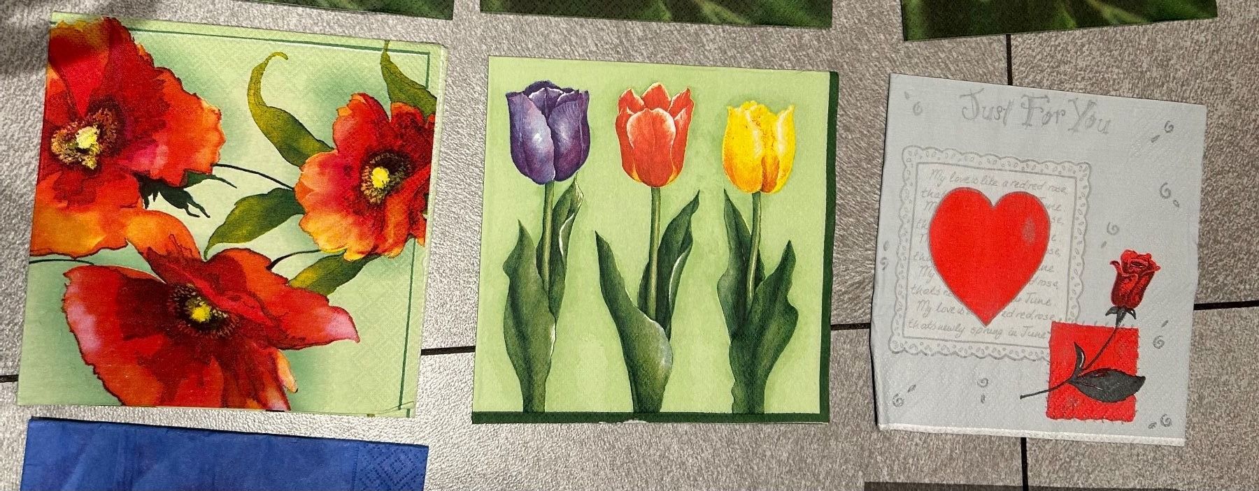 Servietten: 12 Servietten fleurs - lot 4 – Neu (gemäss Beschreibung) aus Arbedo von nadia1973 2