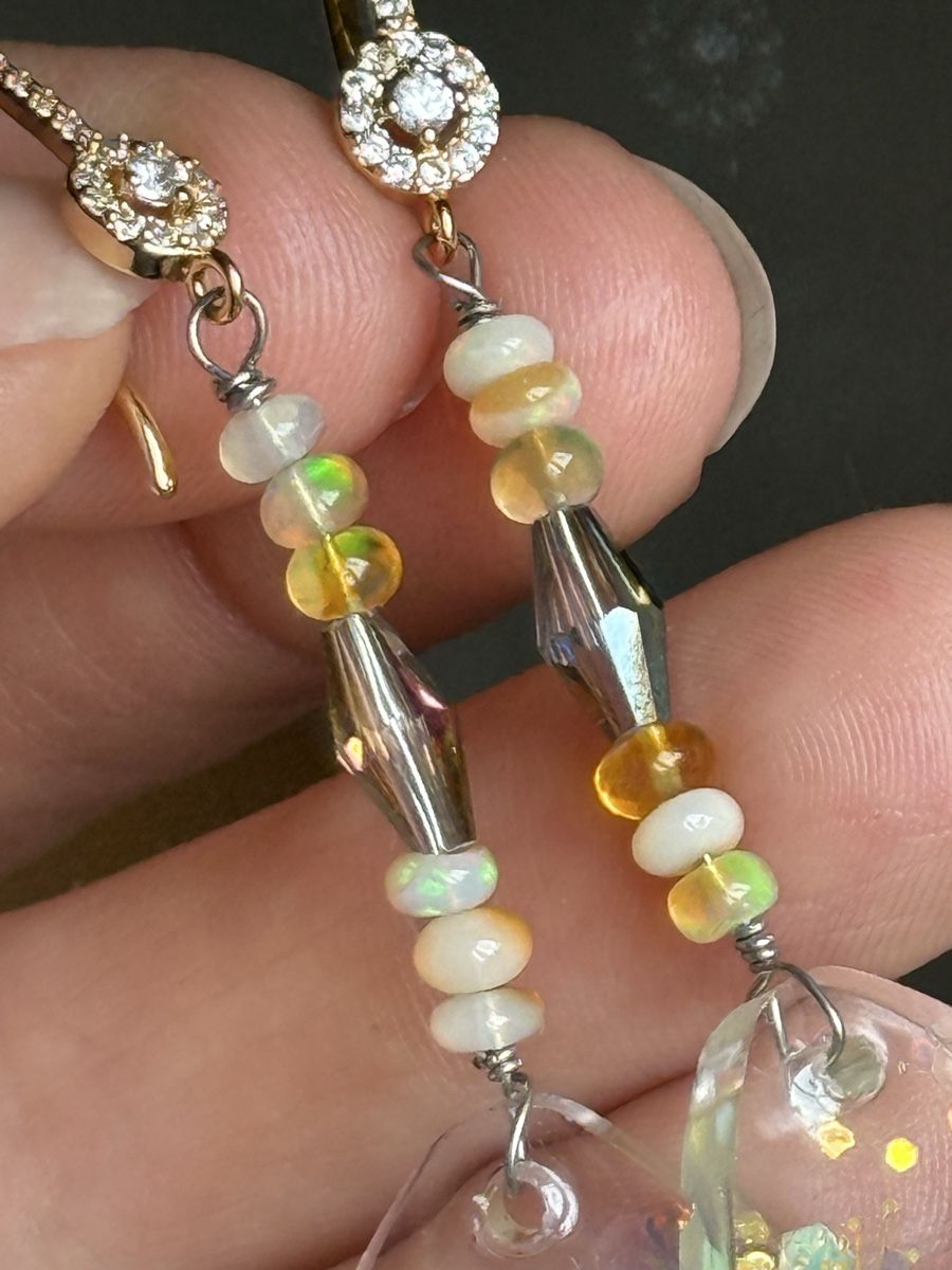 Orecchini pendenti & Orecchini a lobo: Wunderschöne Opal Ohrringe Unikat mit echten Blumen NEU – Nuovo e nell'imballaggio originale da Basel venduto da Chili007 5